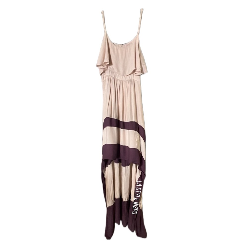 Fora Asymmetrical Maxi Dress Beige and Purple Size S